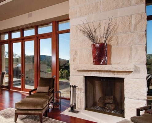 Custom wood clad doors with clerestory windows Custom wood clad doors with clerestory windows