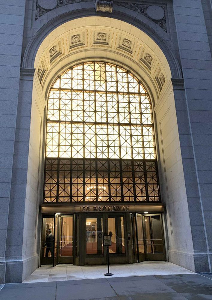 Bronze window entry at the Equitable Building in NY