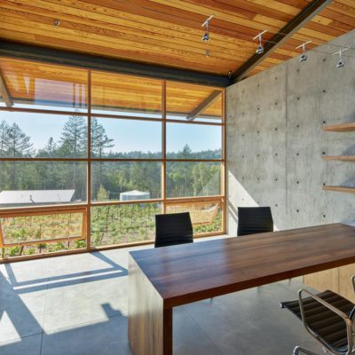Wood residential storefront window with operable units Wood residential storefront windows with operable units