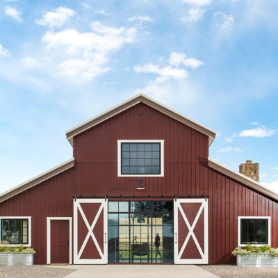 Steel residential storefront window wall in a barn Steel residential storefront window wall in a barn