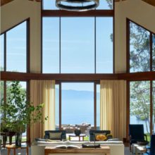 Thermally broken Bronze Arte windows on Lake Tahoe Bronze windows in modern home on Lake Tahoe