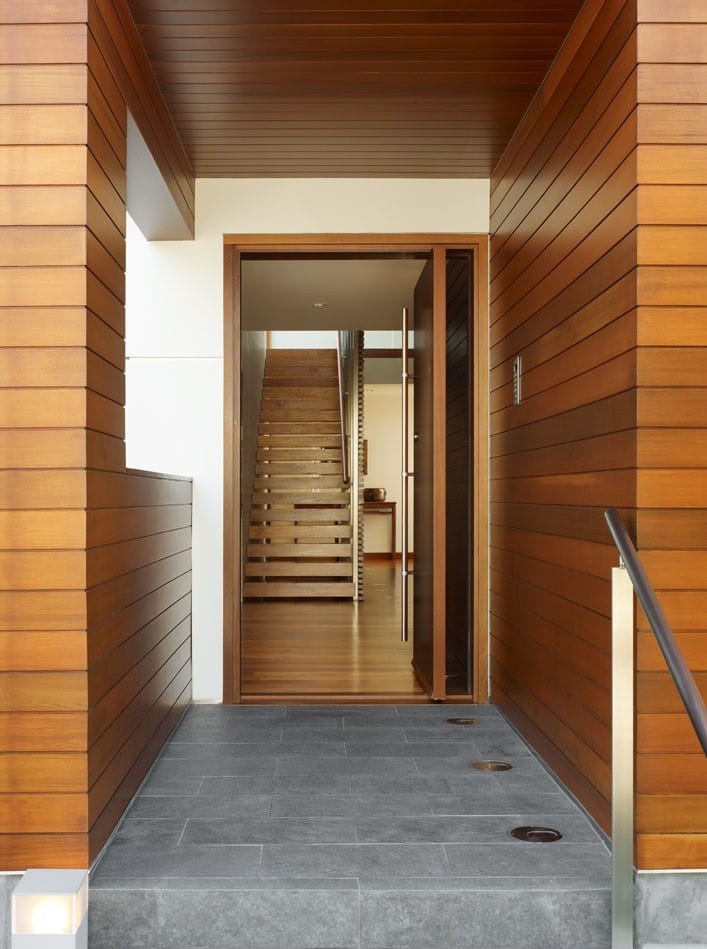 wood pivot entryway