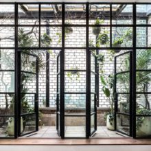Dual french doors into terrarium