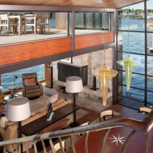 Modern floating houseboat Steel Window Wall