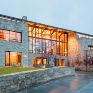 Bronze windows in modern Telluride home
