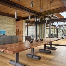 Tilting steel window wall seen from interior Tilting steel window wall seen from interior