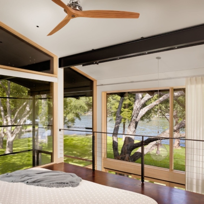 Custom wood windows surround bedroom