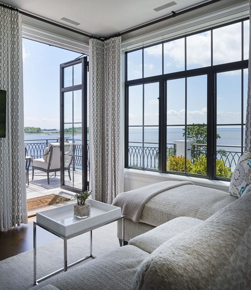 Traditional steel windows in seaside home