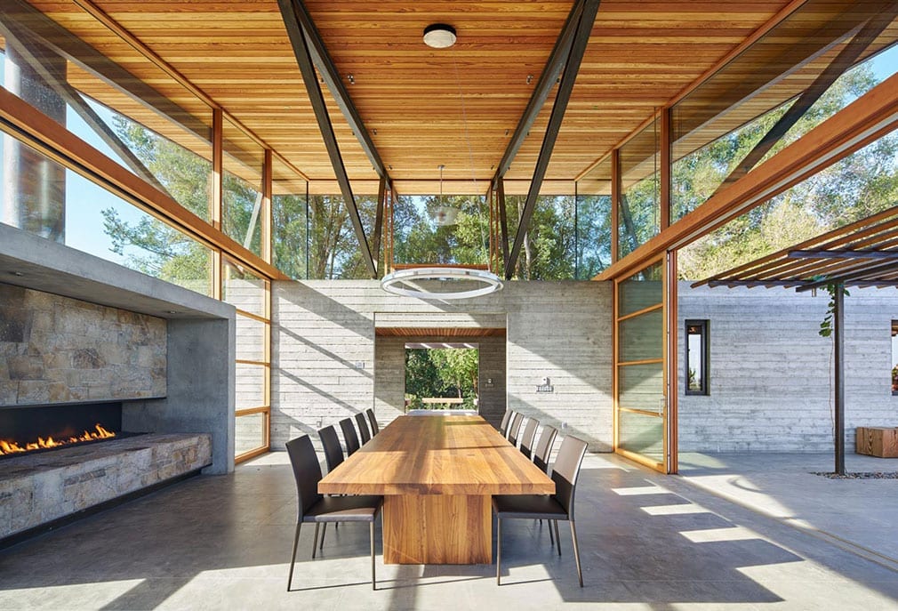 Commercial wood storefront windows window wall in garden home