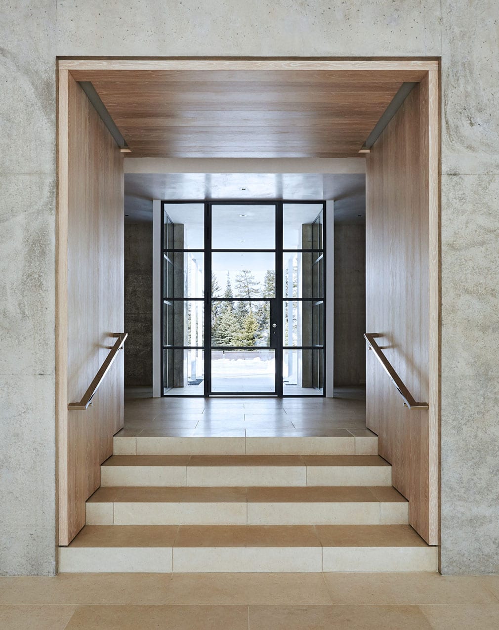 architectural bronze window sidelites in entryway