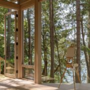 Glass Distortion in Custom Windows Looking out of a beautiful modern mountain home with floor to ceiling custom glass windows.