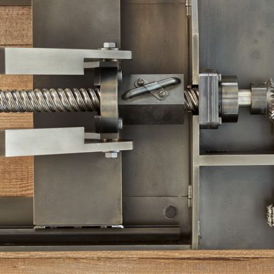Closeup of gears of kinetic system