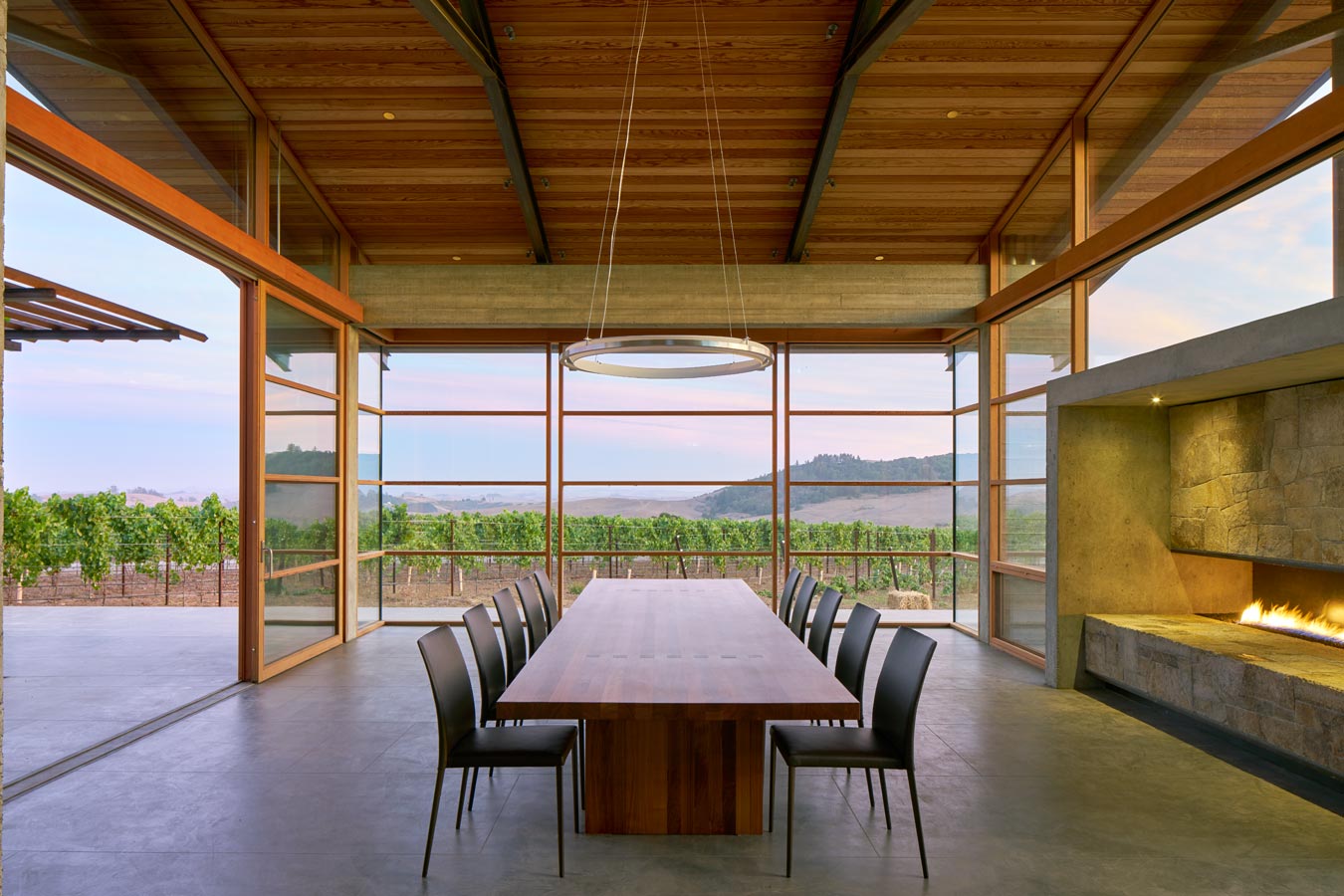 Wooden windows in one of Dynamic’s exclusive winery projects